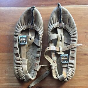 Bulgarian Tan Leather Buckle Flats